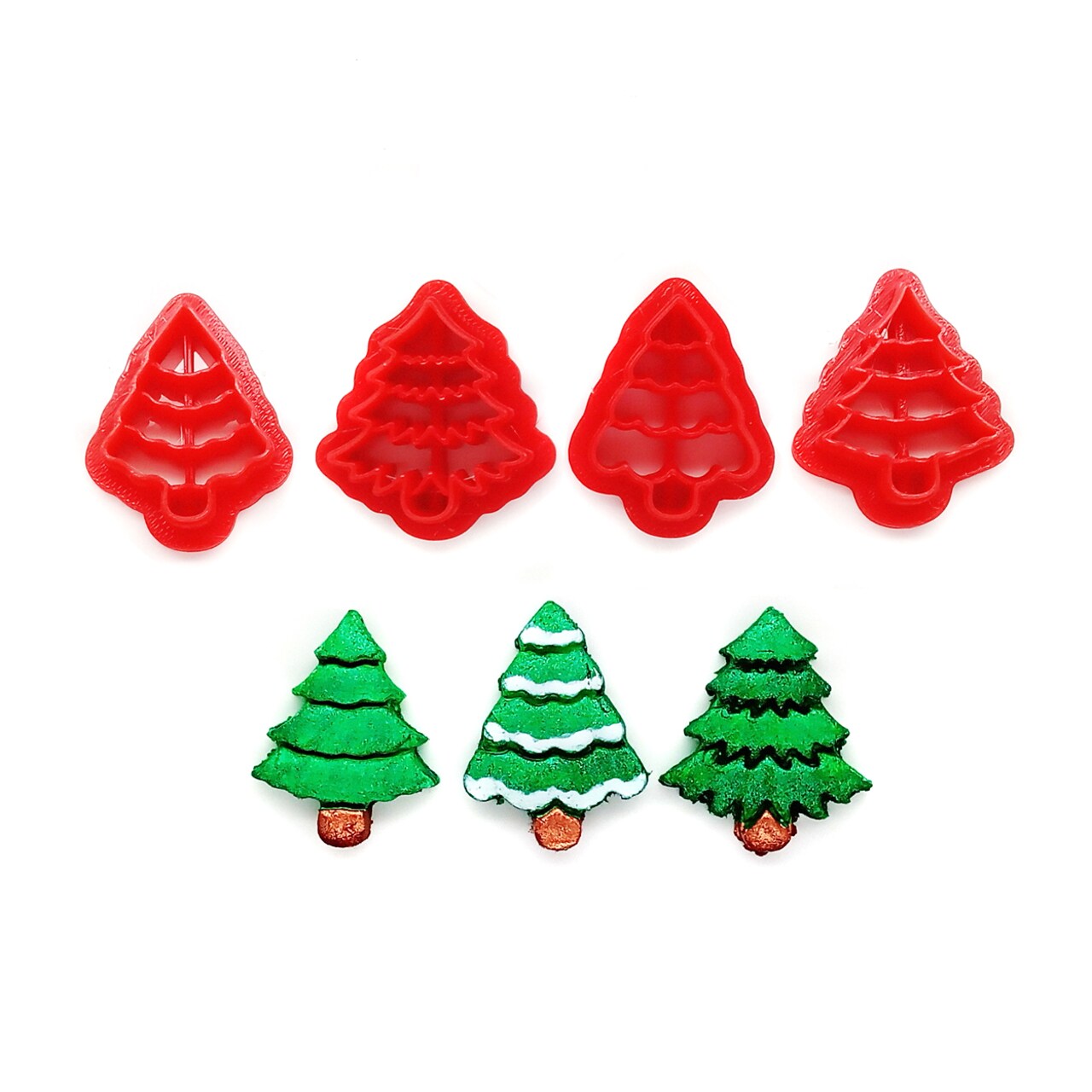 Pine Tree Clay Cutters, 4 pc, Tiny Cute Christmas Tree Shapes, Adorabilities